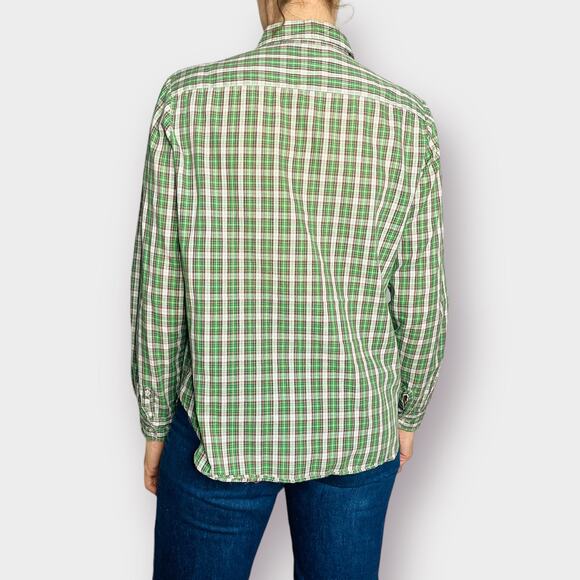 80s Society Green plaid long sleeve button front - Picture 5 of 5